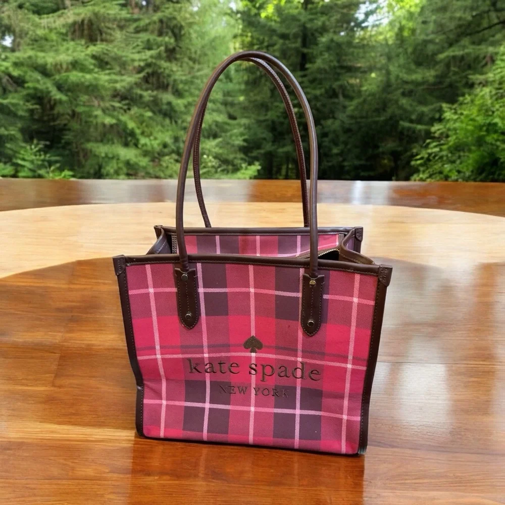 Kate Spade Pink Plaid Tote Bag